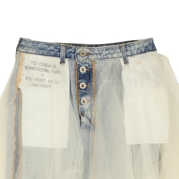 UNRAVEL PROJECT Blue Wash Tulle Denim Mini Skirt Size 25 $770 - Picture 2 of 4